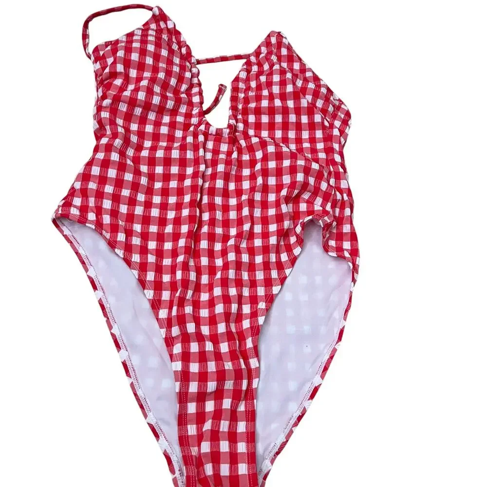 Wild Fable Women's Red Check Pattern Keyhole One Piece Swimsuit - Size XS - NWT
